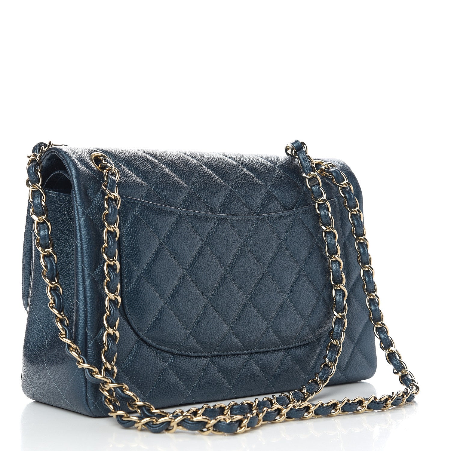Chanel Iridescent Caviar Quilted Jumbo Double Flap Dark Blue 2 of 11