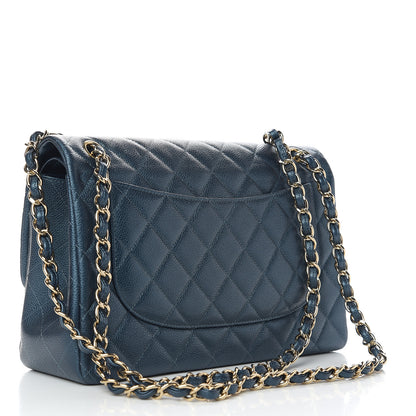 Chanel Iridescent Caviar Quilted Jumbo Double Flap Dark Blue 2 of 11