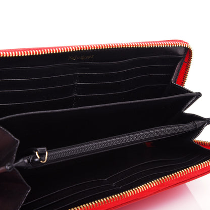 Saint Laurent Metallic Calfskin Belle De Jour Zip Around Wallet Red 5 of 8