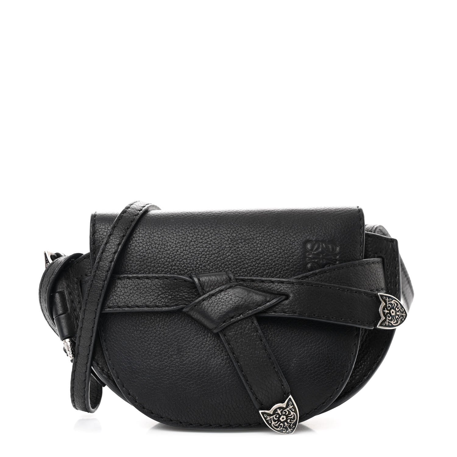 Loewe Grained Calfskin Mini Gate Western Crossbody Bag Black 1 of 9
