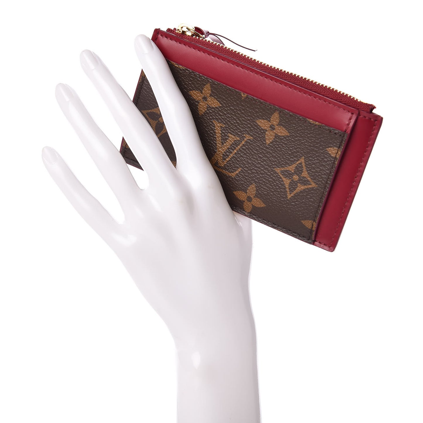 Monogram Zipped Card Holder Fuchsia