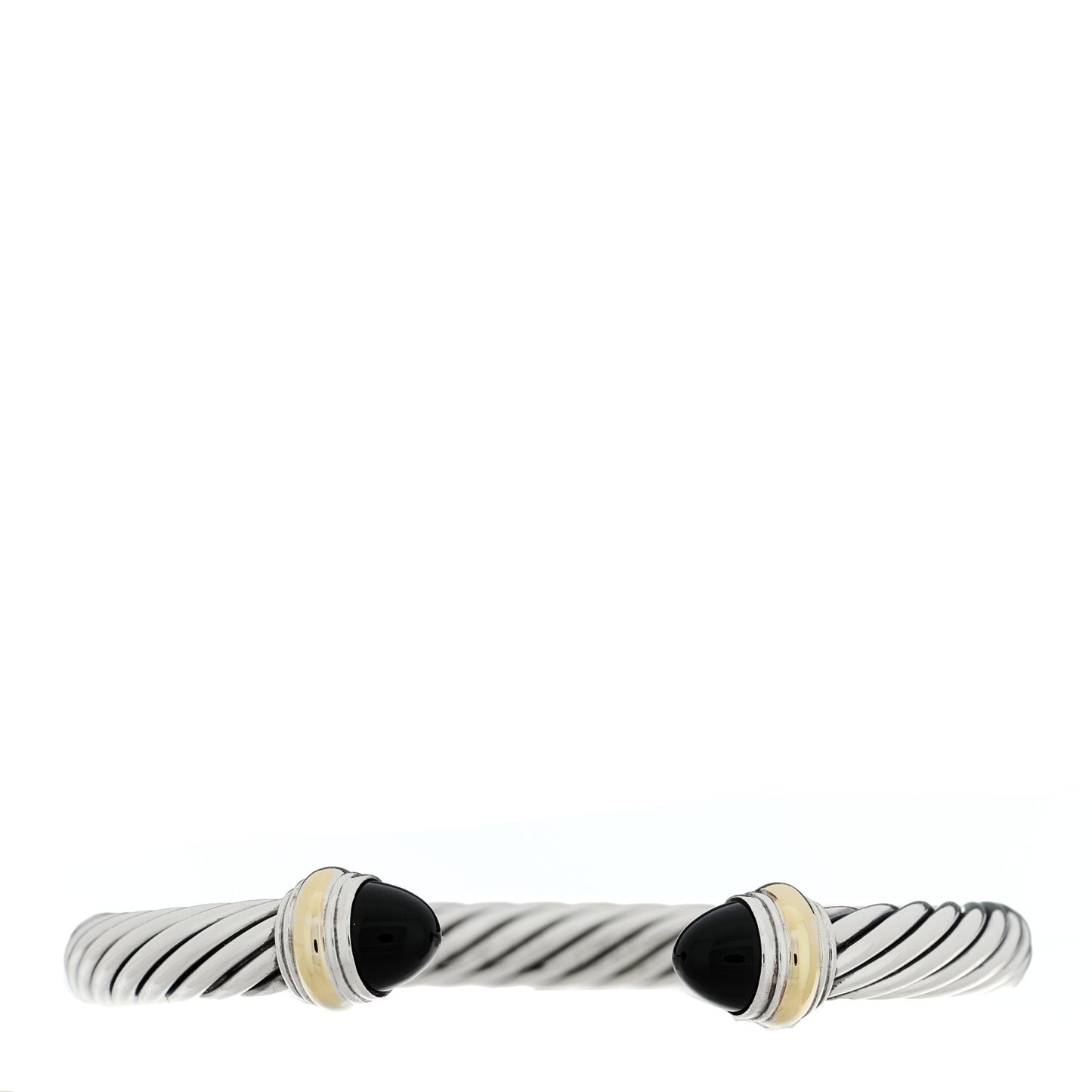 Sterling Silver 14K Yellow Gold Black Onyx 7mm Cable Classics Bracelet