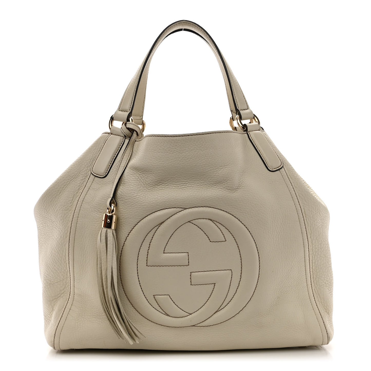 Pebbled Calfskin Medium Soho Shoulder Bag Off White