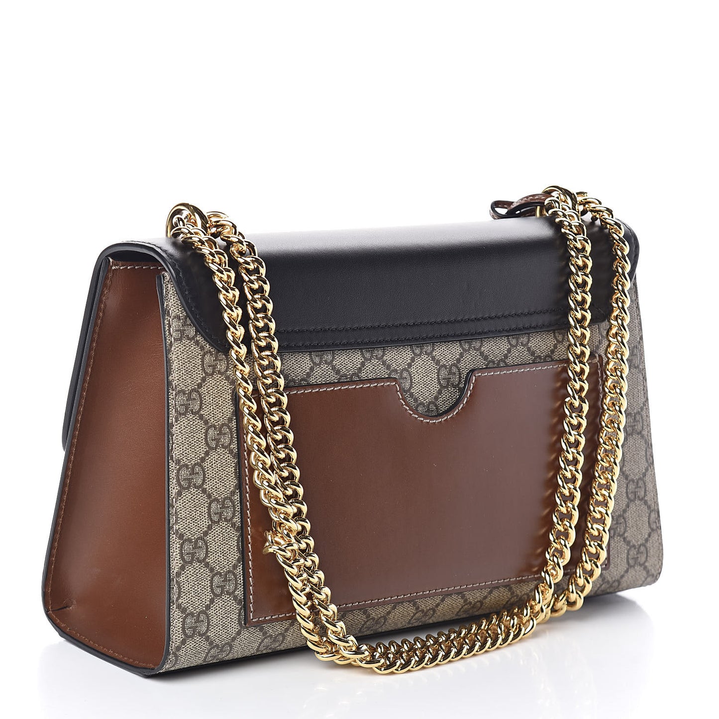 GG Supreme Monogram Calfskin Medium Padlock Shoulder Bag Beige Black Cuir