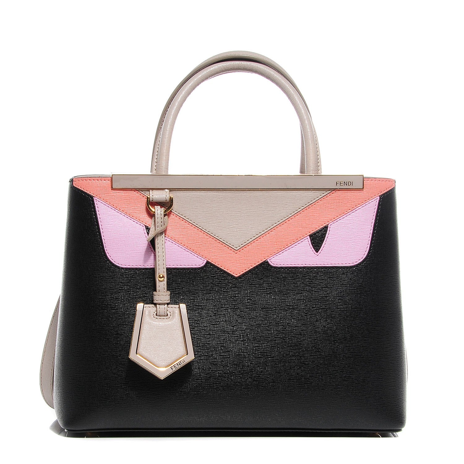 Fendi Vitello Elite Monster Petite 2Jours Tote Multicolor Black Grigio Polvere Multicolor 1 of 8