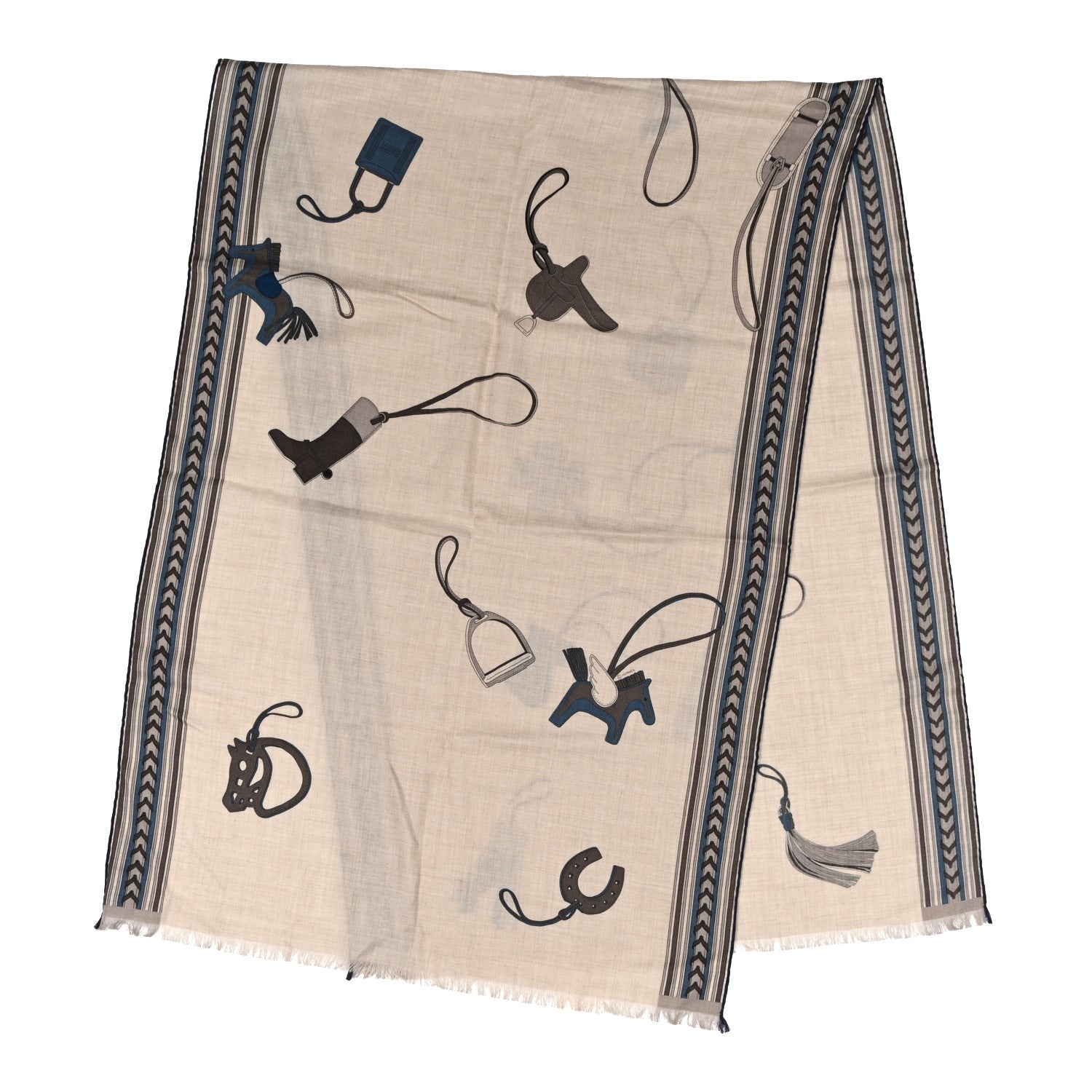 Hermes Cashmere Silk Et Gris Gris Rectangle Scarf Naturel Taupe Beige 2 of 4