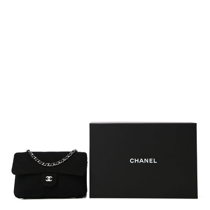 Chanel Jersey Fabric Quilted Foldable Tote With Chain Black Multicolor 14 of 14