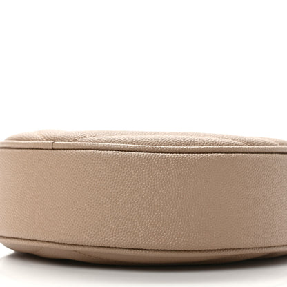 Saint Laurent Grain De Poudre Matelasse Chevron Quilted Round Vinyle Camera Bag Dark Beige 9 of 9
