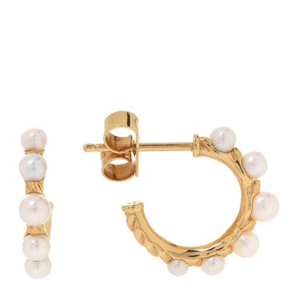 David Yurman 18K Yellow Gold Freshwater Pearl Petite Perle Hoop Earrings 1 of 5