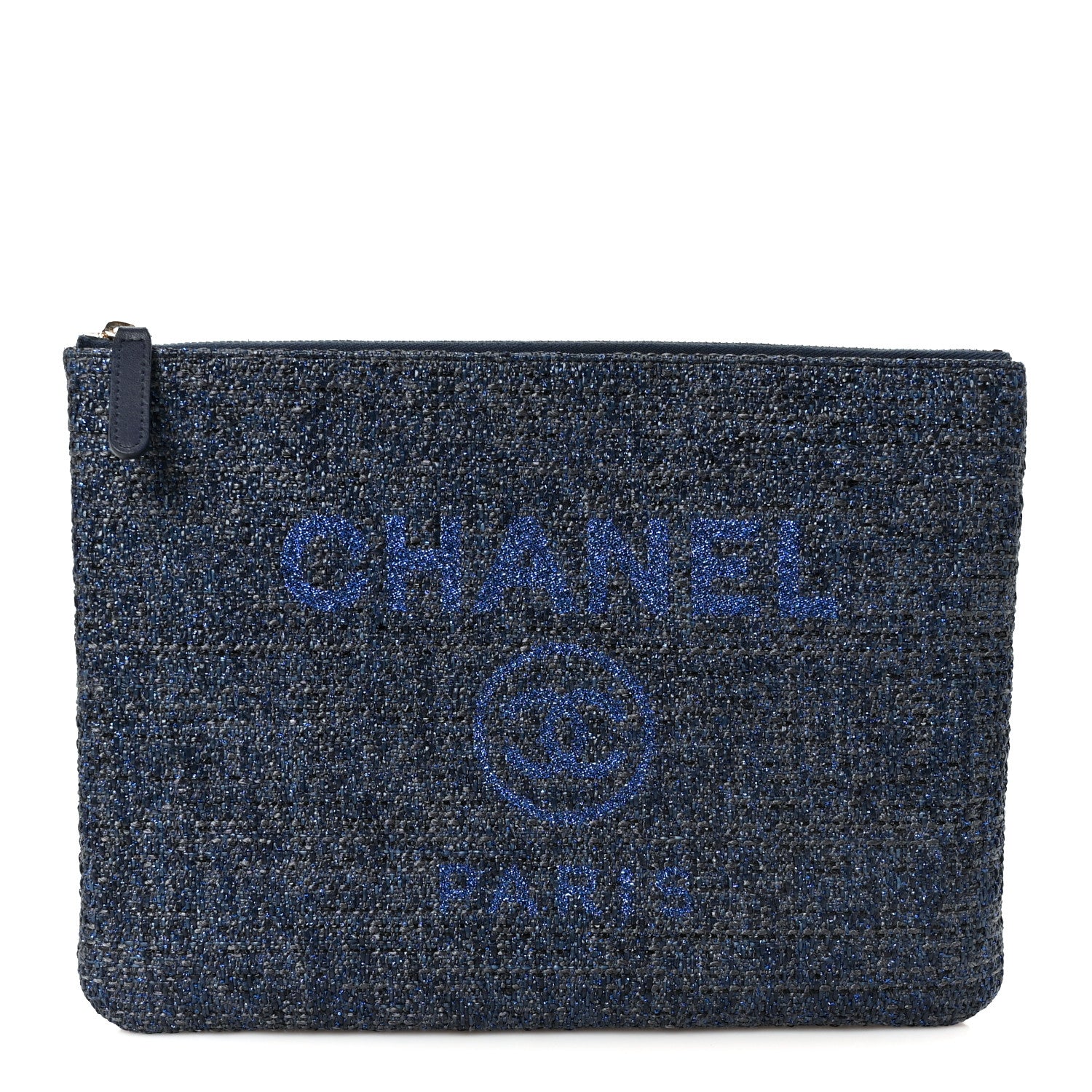 Chanel Woven Straw Raffia Medium Deauville Cosmetic Pouch Black 1 of 11
