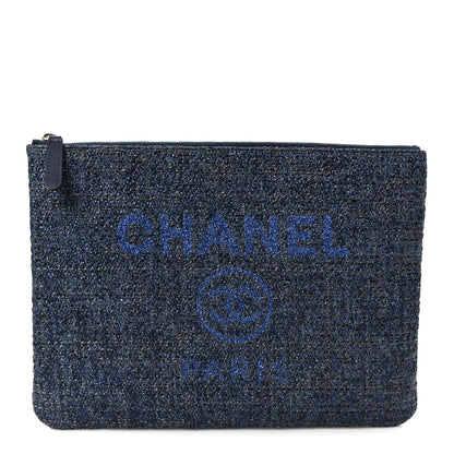 Chanel Woven Straw Raffia Medium Deauville Cosmetic Pouch Black 1 of 11