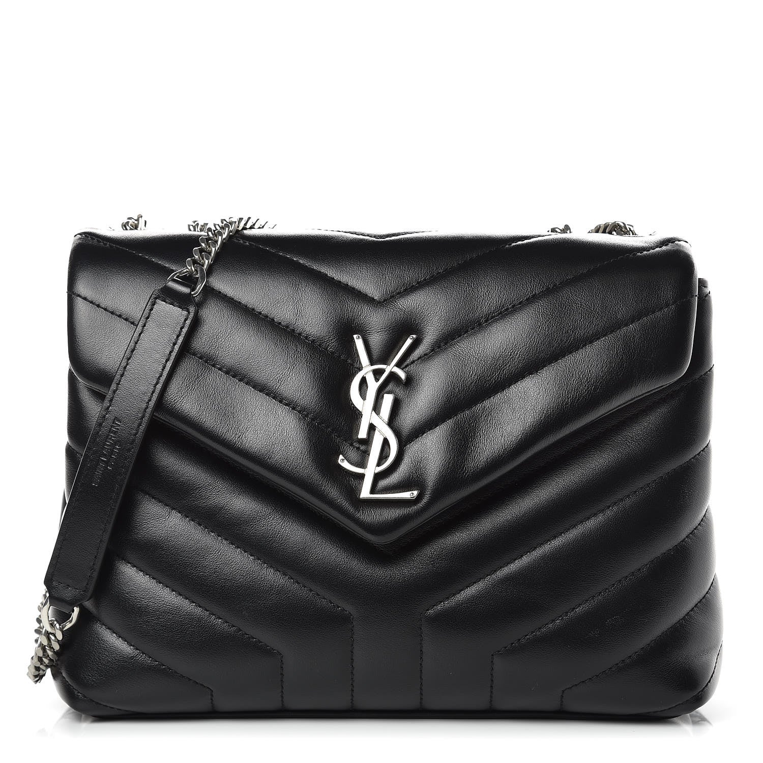 Saint Laurent Calfskin Y Quilted Monogram Small Loulou Chain Satchel Black 1 of 10