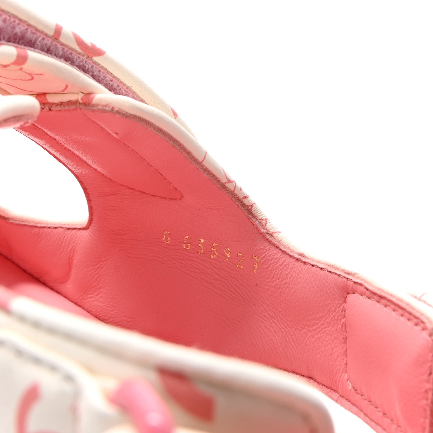 Lambskin Printed CC Velcro Dad Sandals 40 White Pink