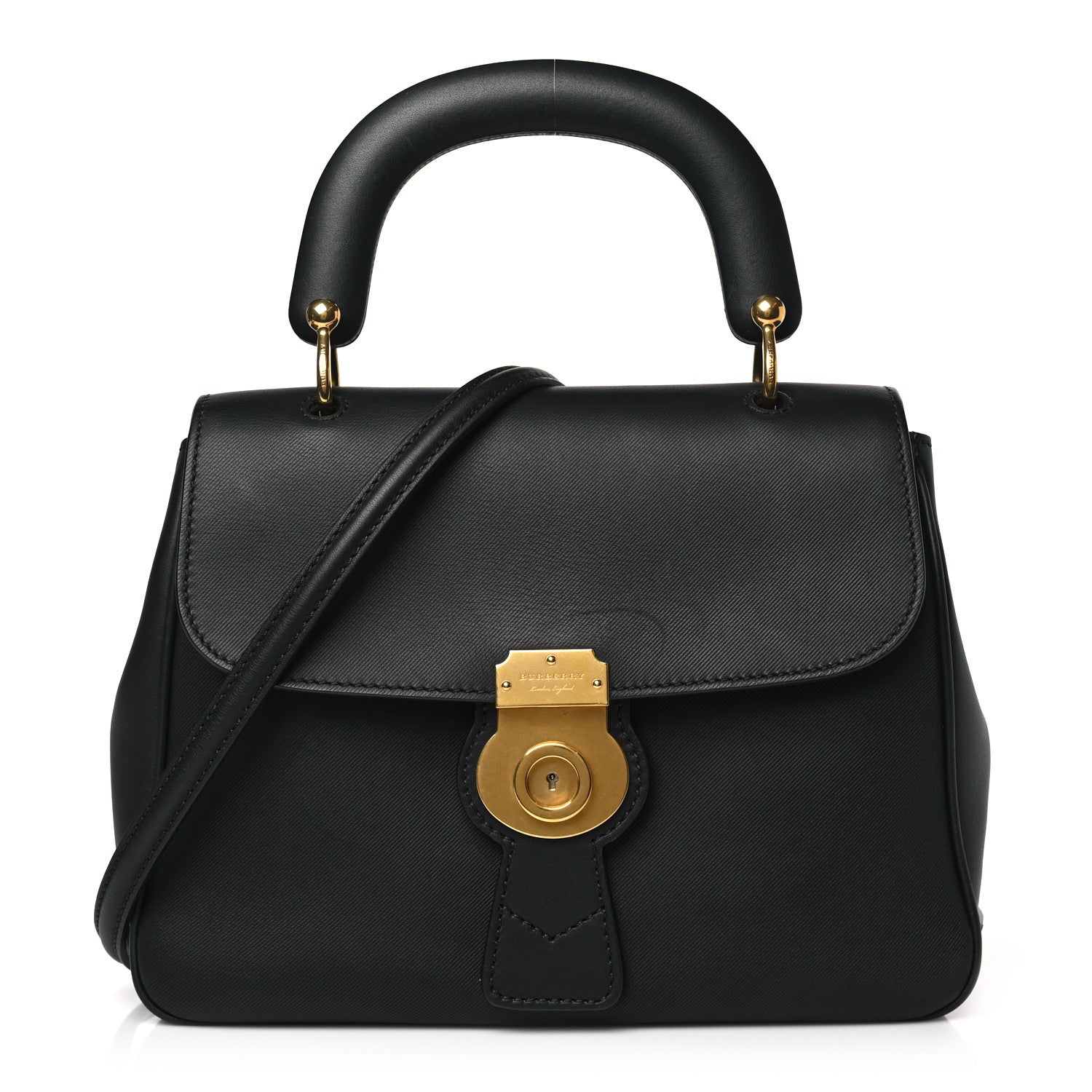 Burberry Trench Calfskin Medium DK88 Top Handle Bag Black 1 of 8