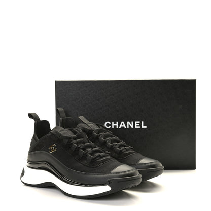 Chanel Velvet Calfskin Mixed Fibers CC Sneakers 40 Black 9 of 9