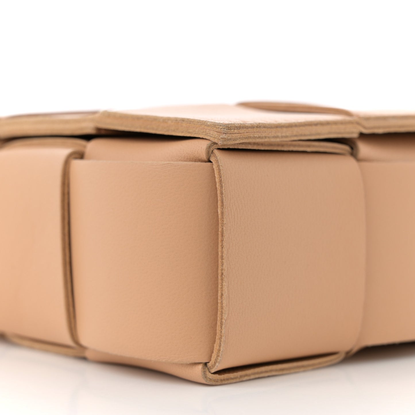 Lambskin Maxi Intrecciato Cassette Crossbody Bag Almond