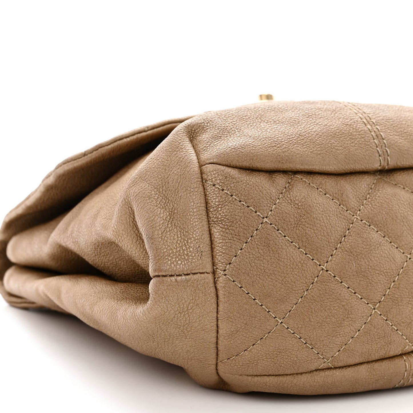 Metallic Calfskin Quilted Mini Trianon Messenger Flap Gold