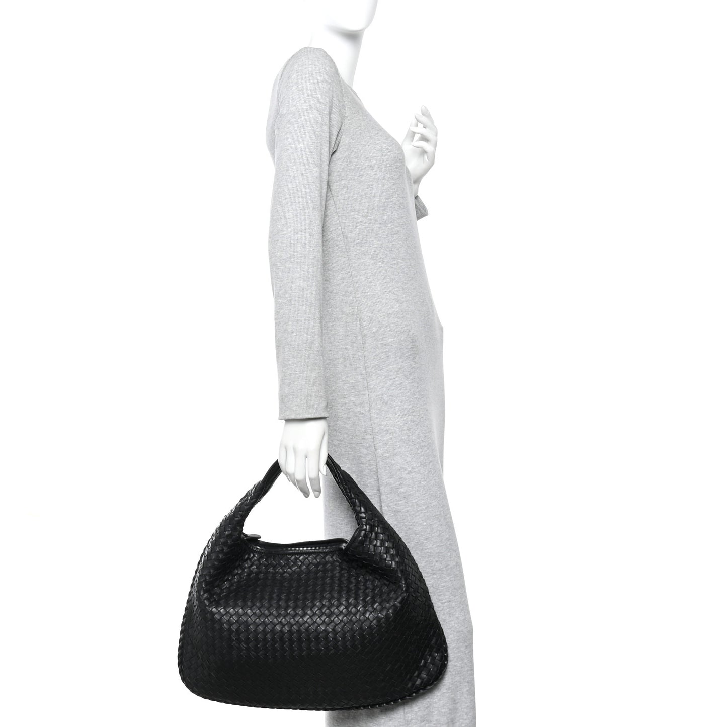 Nappa Intrecciato Large Veneta Hobo Black