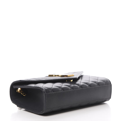 Saint Laurent Grain De Poudre Textured Mixed Matelasse Triquilt Small Monogram Satchel Dark Smoke 4 of 12