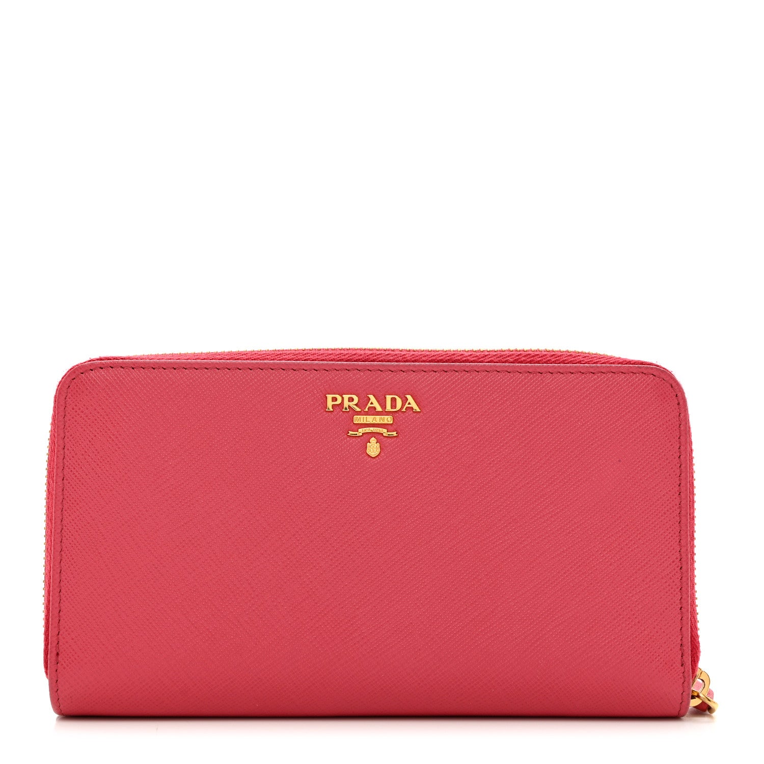 Prada Saffiano Metal Zip Around Wallet Peonia 1 of 7