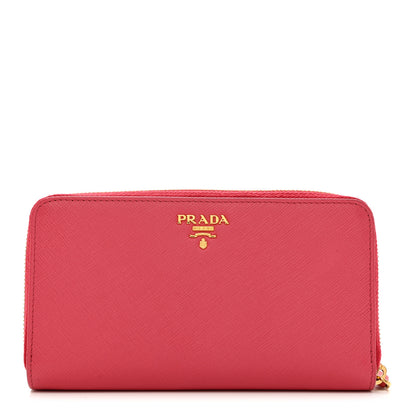 Prada Saffiano Metal Zip Around Wallet Peonia 1 of 7
