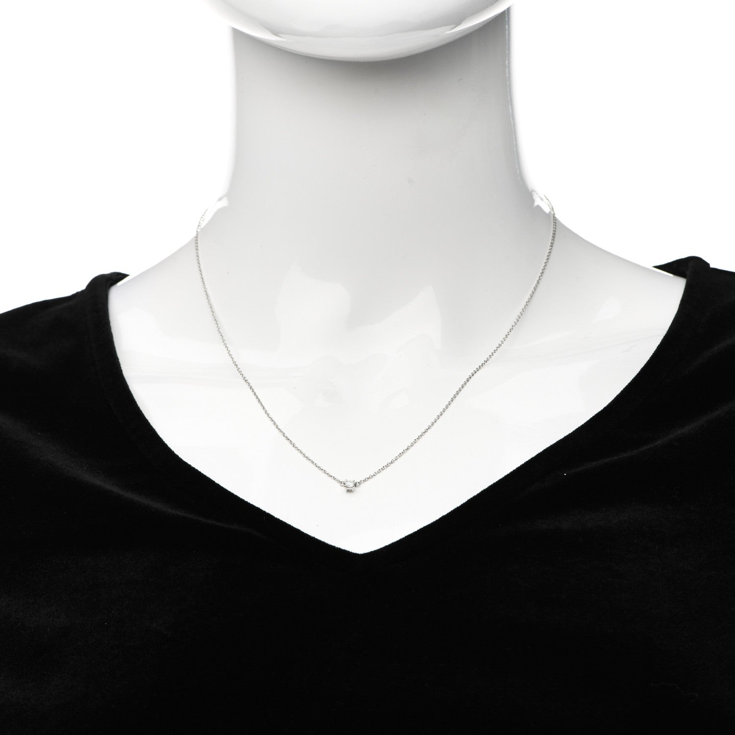 Tiffany Platinum Diamond .12ct Lucida Pendant Necklace 2 of 5