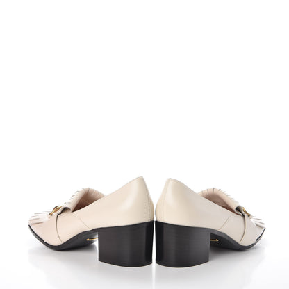 Gucci Malaga Kid Polly Kiltie Fringe 55mm Loafer Pumps 37.5 Mystic White 5 of 15