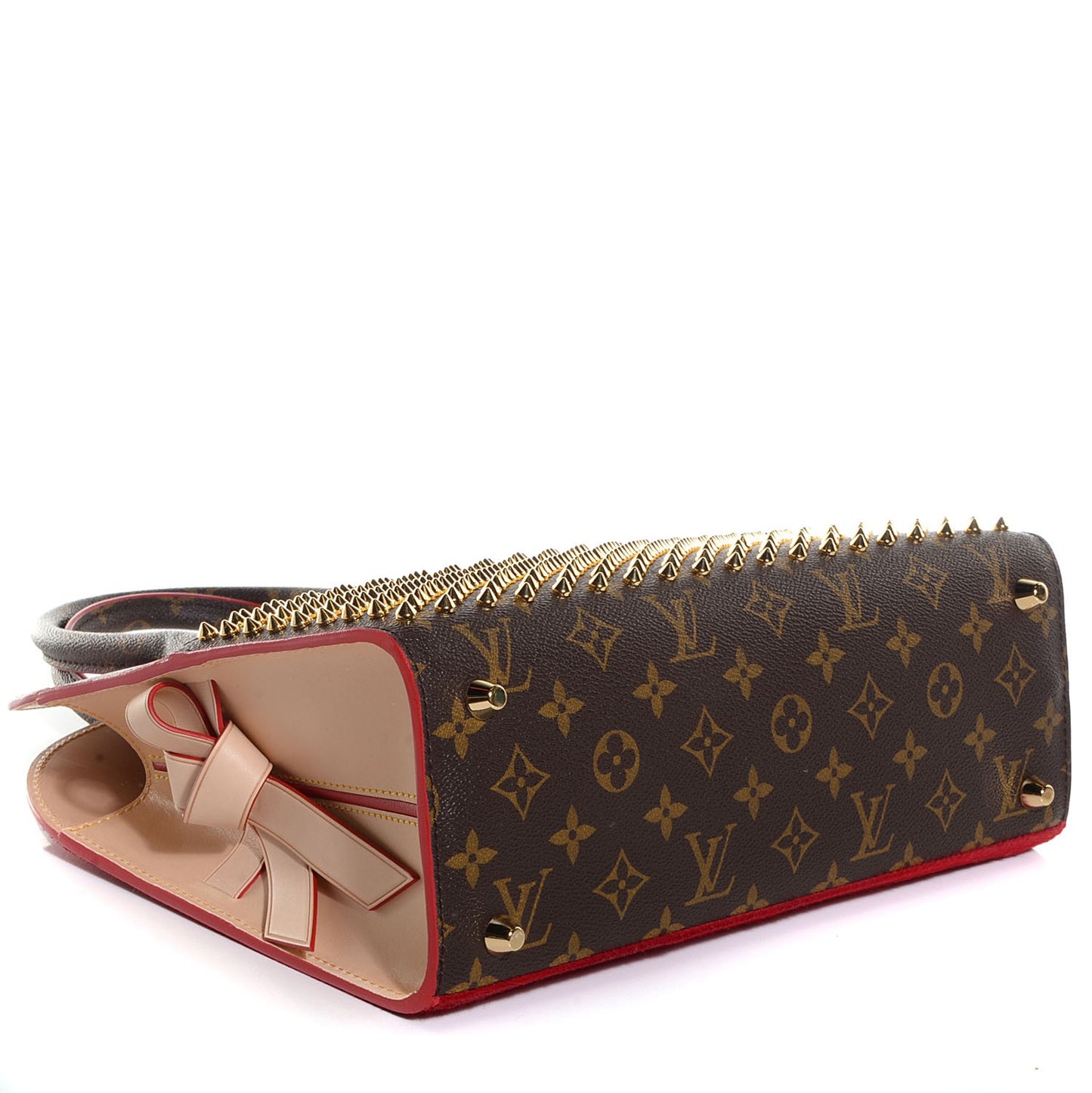 Monogram Calf Hair Spikes Iconoclasts Christian Louboutin Tote Red