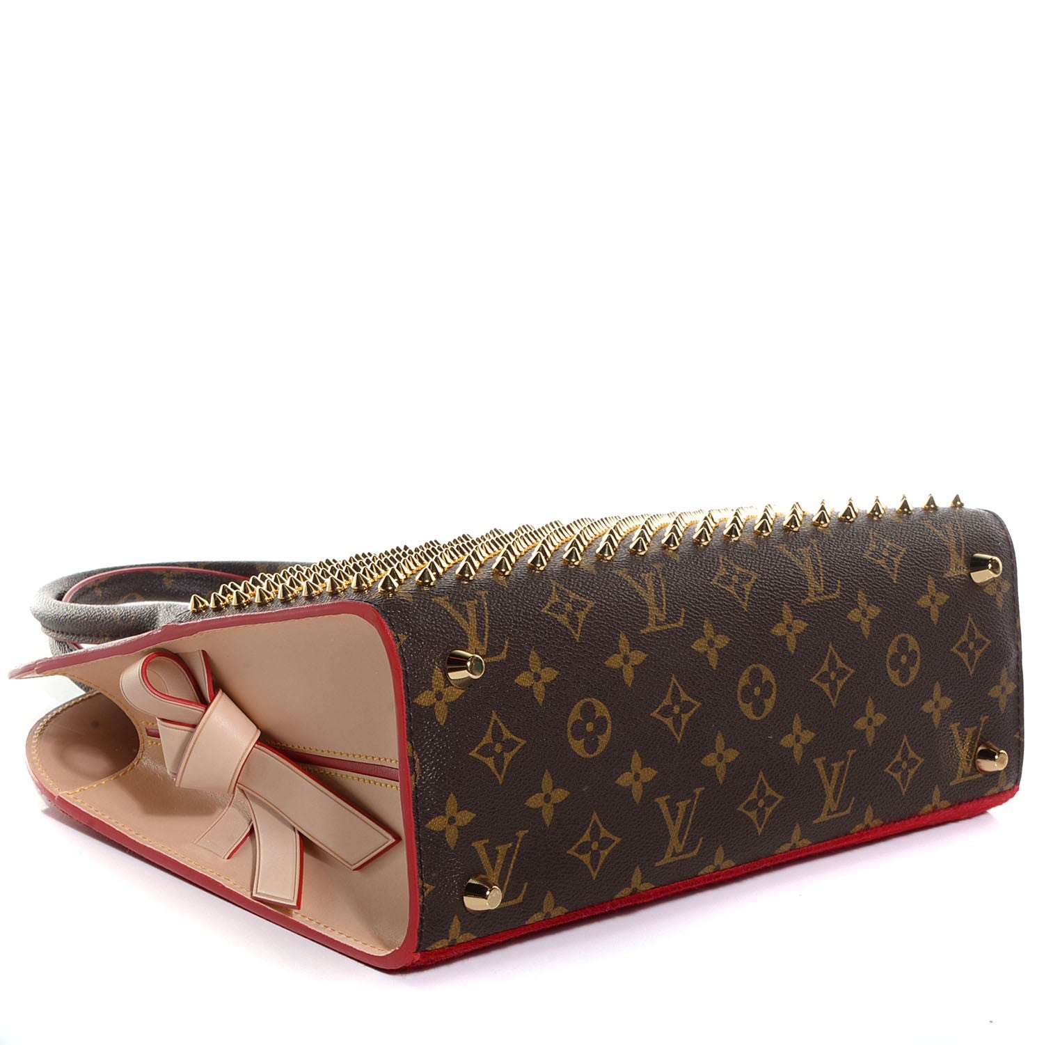 Louis Vuitton Monogram Calf Hair Spikes Iconoclasts Christian Louboutin Tote Red 5 of 8