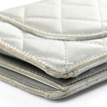 Chanel Metallic Lambskin Quilted Yen Wallet Silver 12 of 16