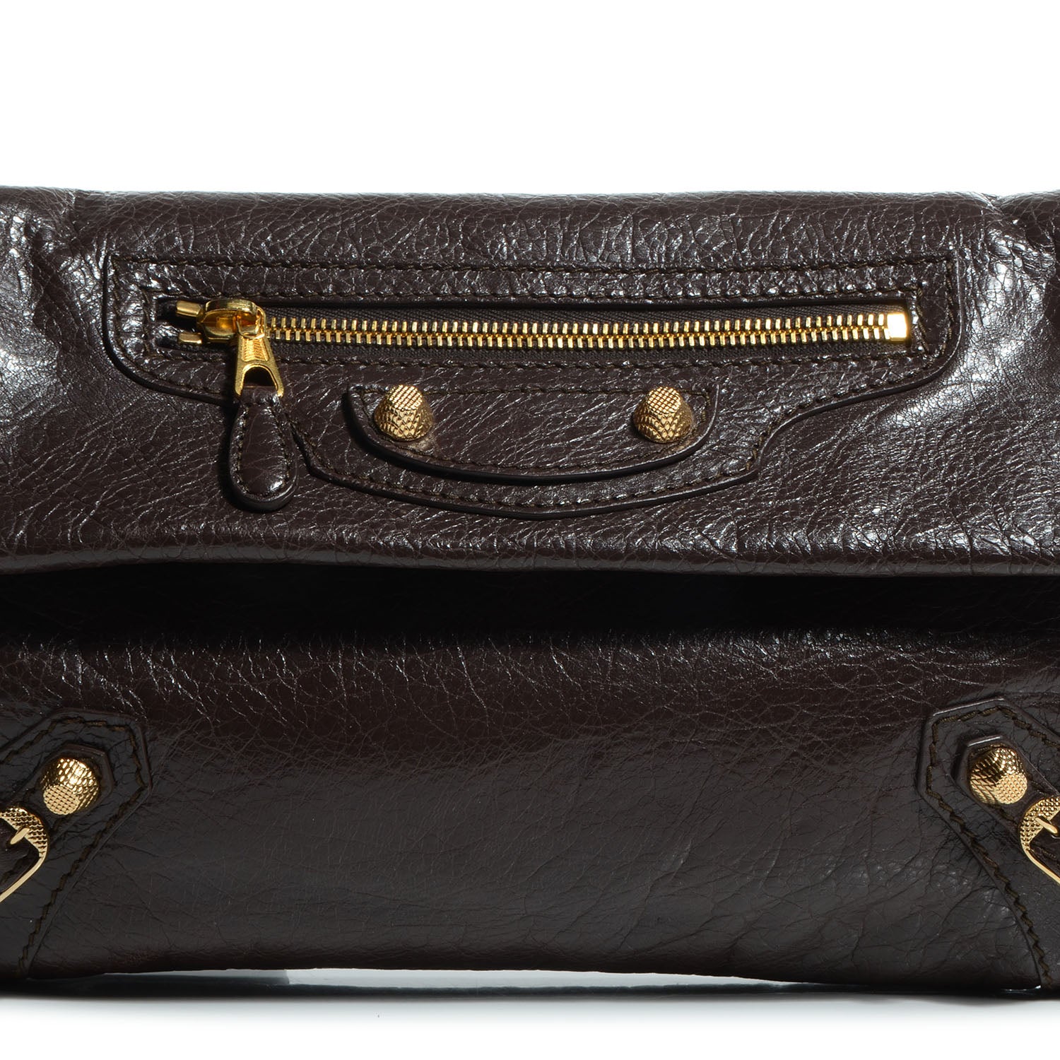 Balenciaga Agneau Giant 12 Gold Hardware Envelope Strap Clutch Charbon 10 of 10