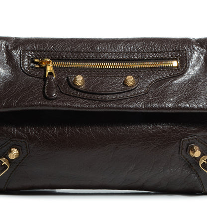 Balenciaga Agneau Giant 12 Gold Hardware Envelope Strap Clutch Charbon 10 of 10