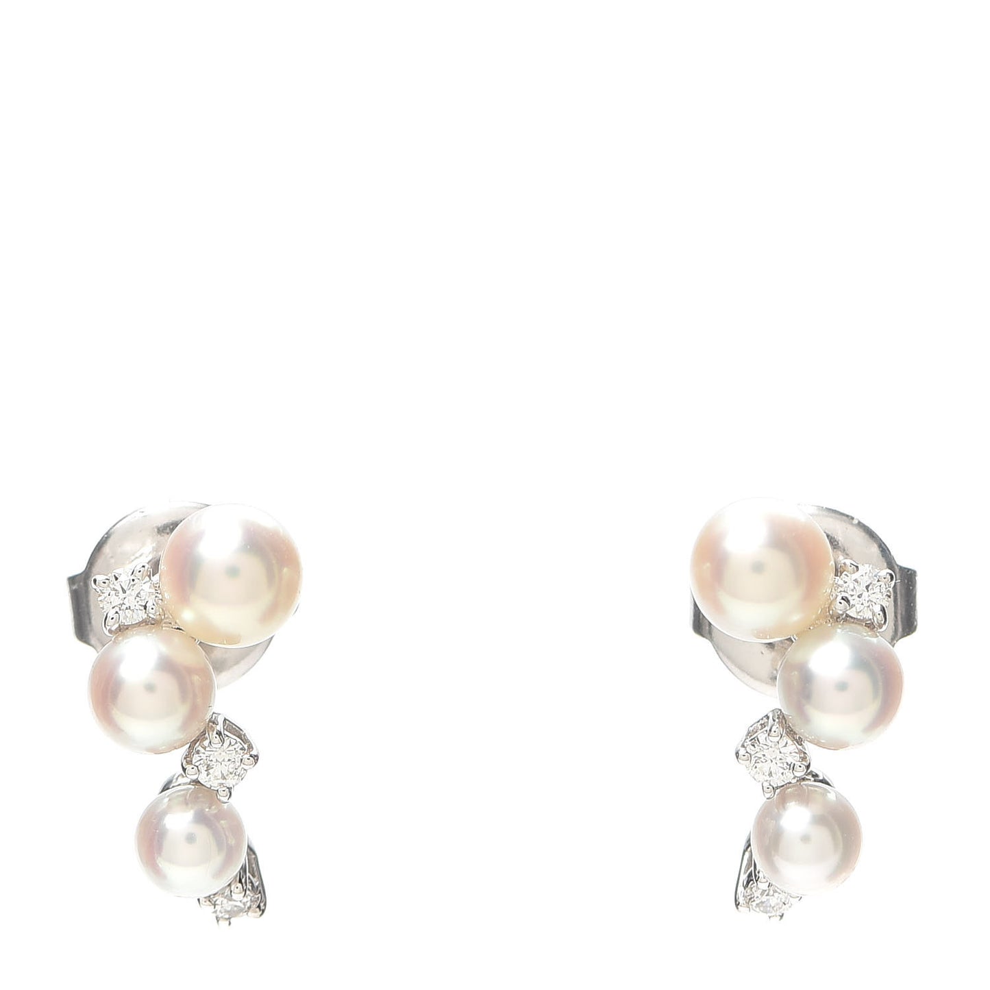 18K White Gold Diamond Akoya Pearl Bubbles Earrings