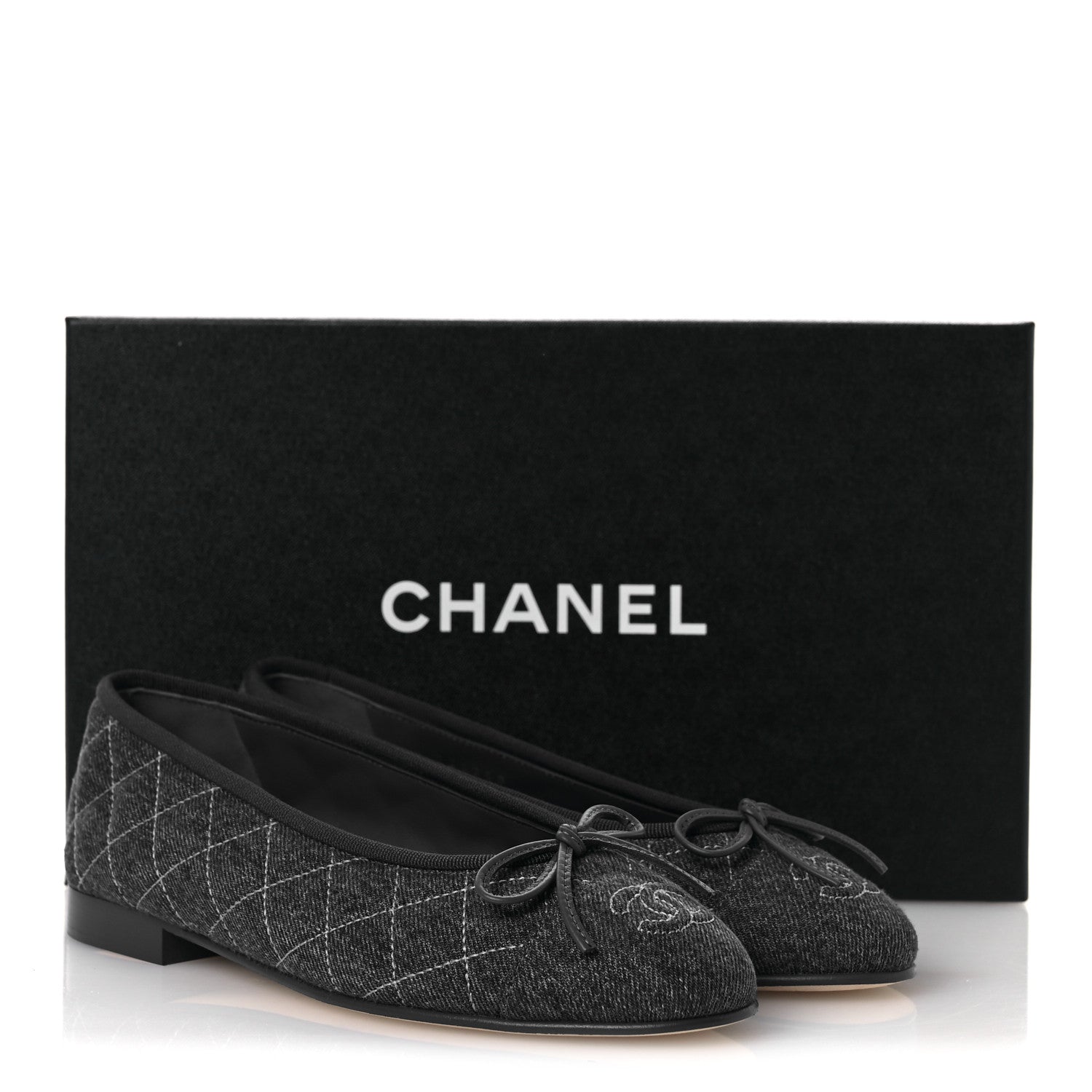 Chanel Washed Denim Quilted Cap Toe CC Ballerina Flats 36 Blue 11 of 11