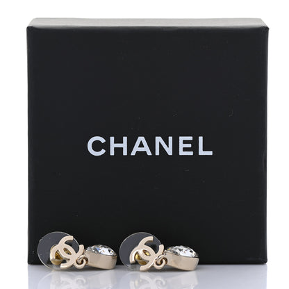 Chanel Crystal CC Tear Drop Earrings Gold 5 of 5