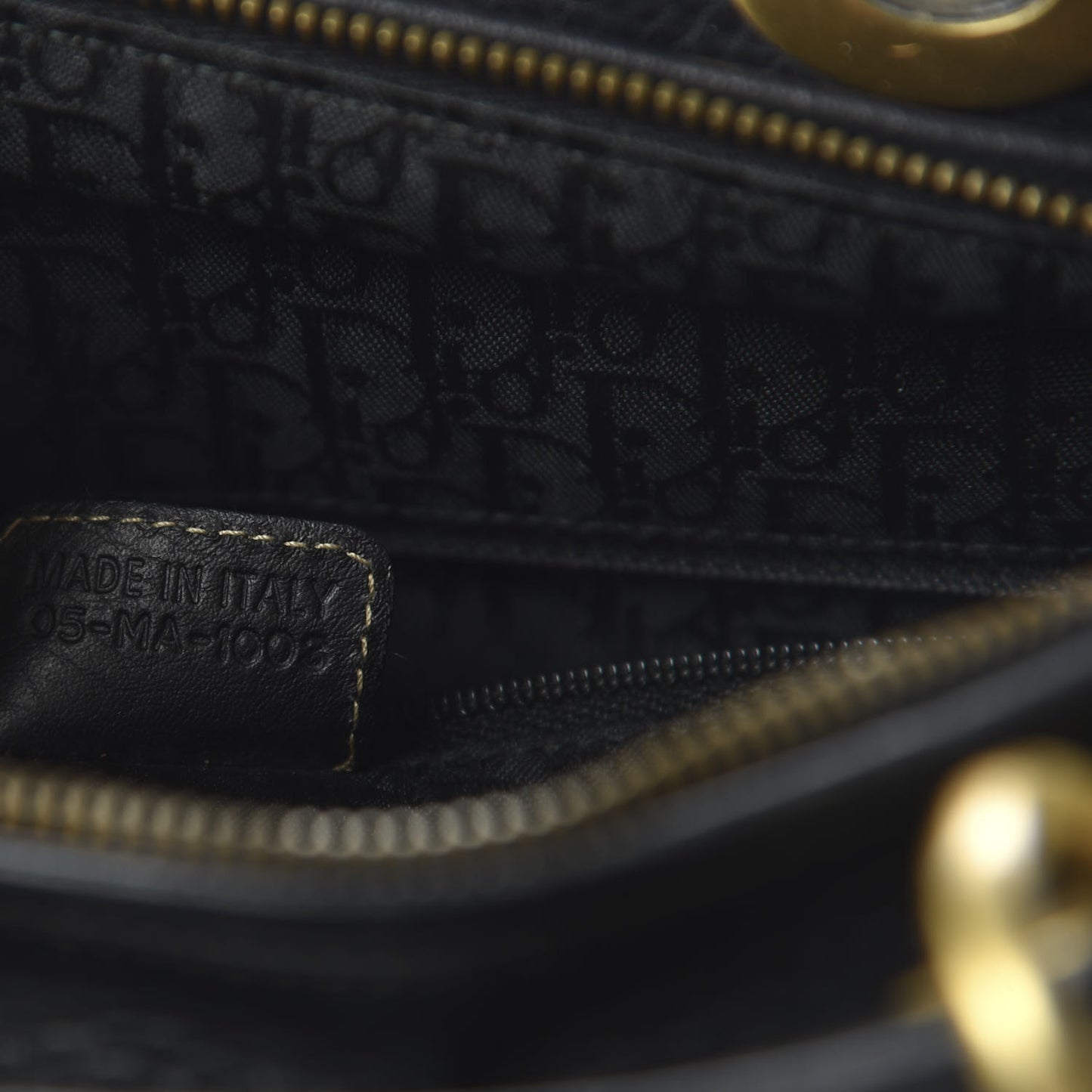 Grained Calfskin Large Lady Dior Black