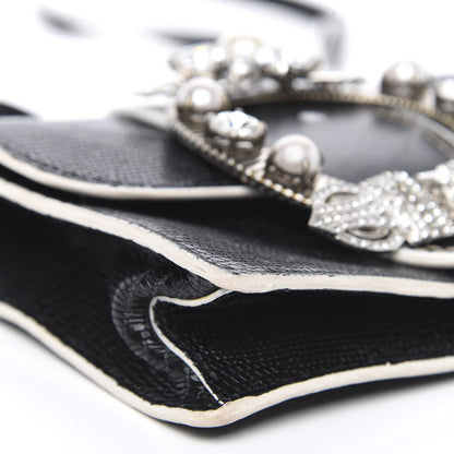 Miu Miu Embossed Lizard Calfskin Crystal Embellished Saint Lucertola Shoulder Bag Black 8 of 14