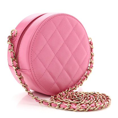 Chanel Caviar Quilted Gripoix CC Round Clutch With Chain Pink 3 of 11