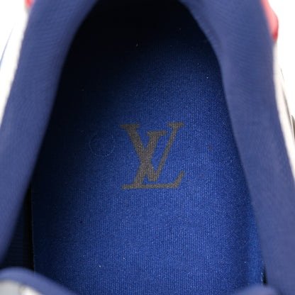 Louis Vuitton Suede Calfskin Technical Fabric Monogram Trail Sneakers 10 White Red Blue 7 of 13
