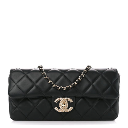 Chanel Lambskin Quilted Pearl CC Flap Clutch Black 1 of 12