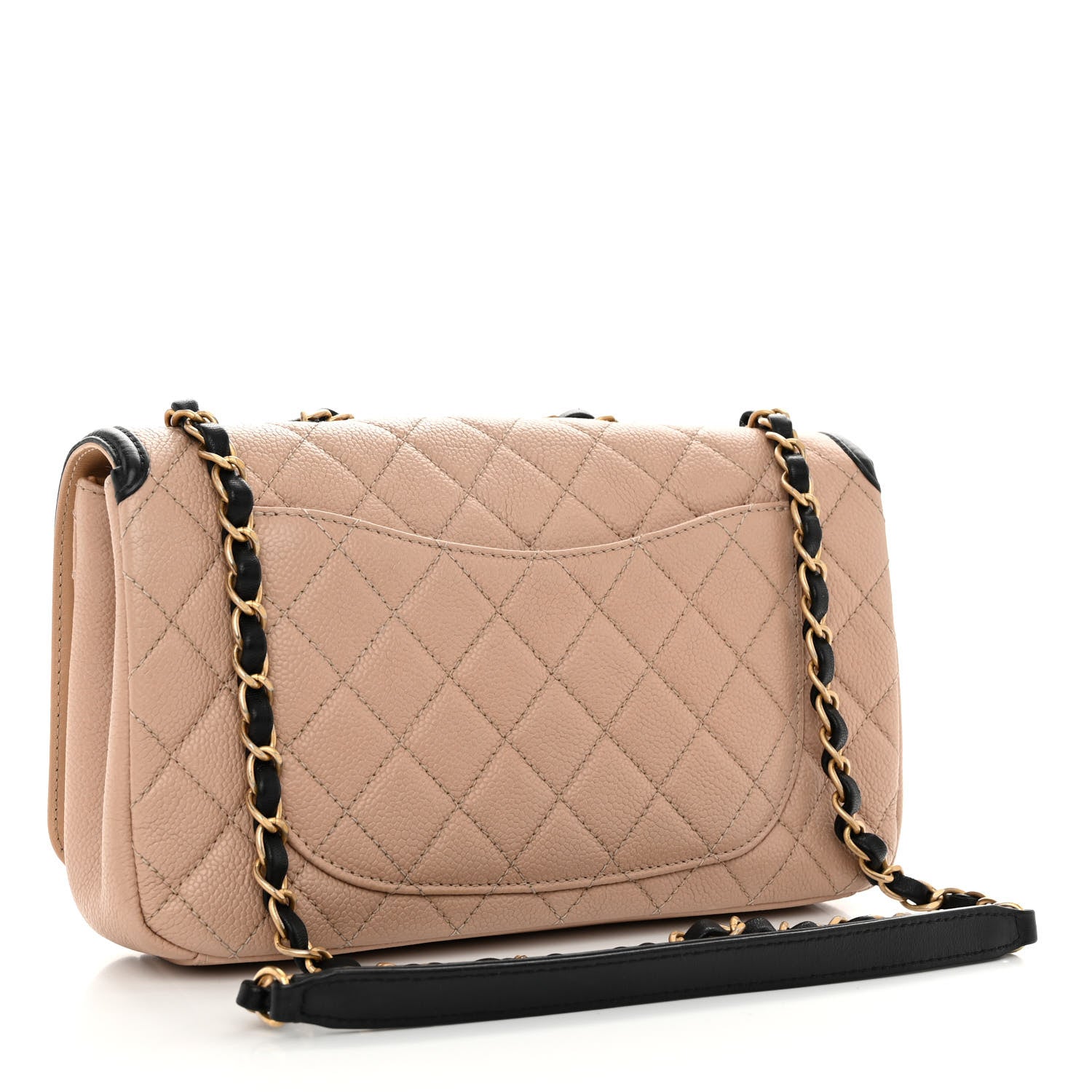 Chanel Caviar Quilted Medium CC Filigree Flap Beige Black 3 of 10
