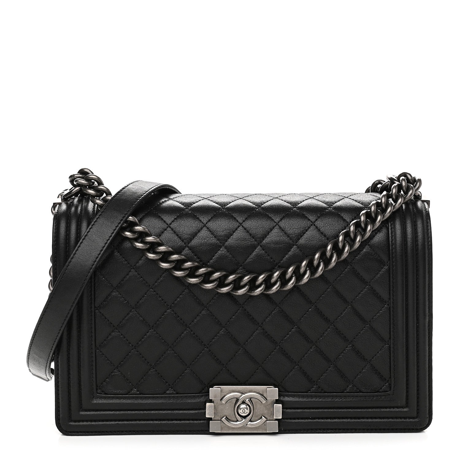 Chanel Metallic Calfskin Quilted New Medium Boy Flap Black 1 of 8