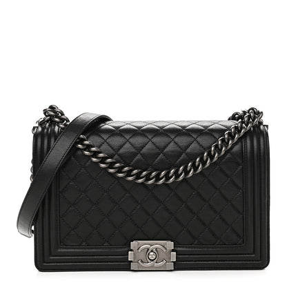 Chanel Metallic Calfskin Quilted New Medium Boy Flap Black 1 of 8