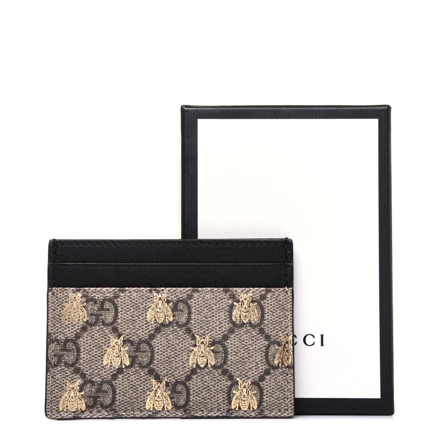 Gucci GG Supreme Monogram Bees Card Holder Black 7 of 7