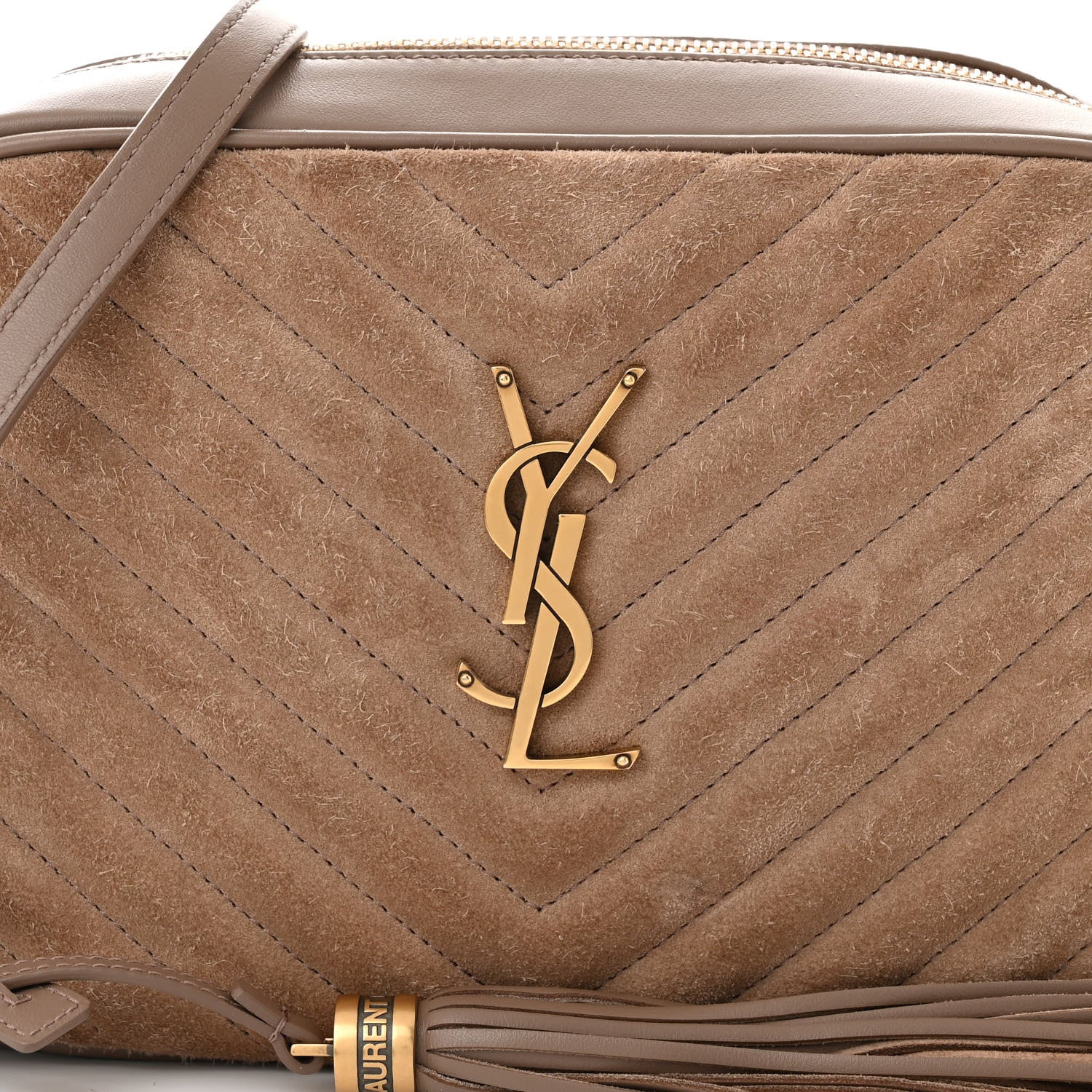 Saint Laurent Suede Matelasse Monogram Lou Camera Bag Taupe 8 of 10