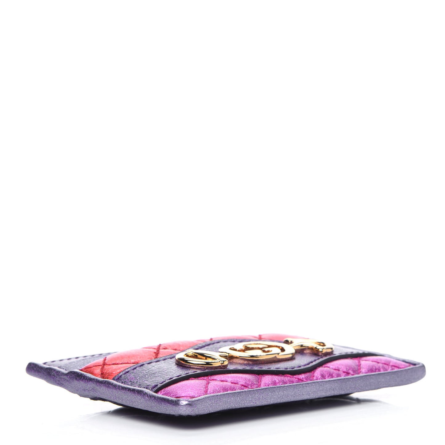 Laminated Nappa Trapuntata Zumi Card Holder Rosso Fuxia Bizantin