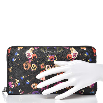 Givenchy Textured Coated Canvas Pansy Print Travel Zip Around Wallet Multicolor 2 of 7