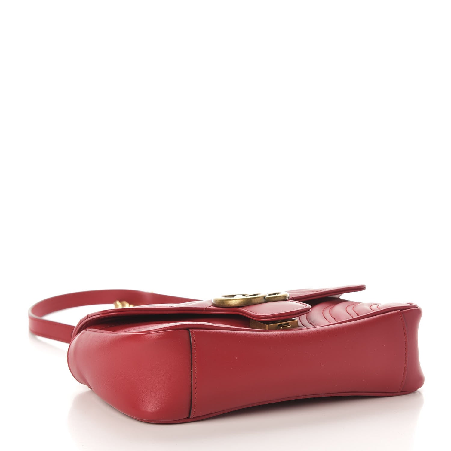 Gucci Calfskin Matelasse Mini GG Marmont Shoulder Bag Hibiscus Red 4 of 12