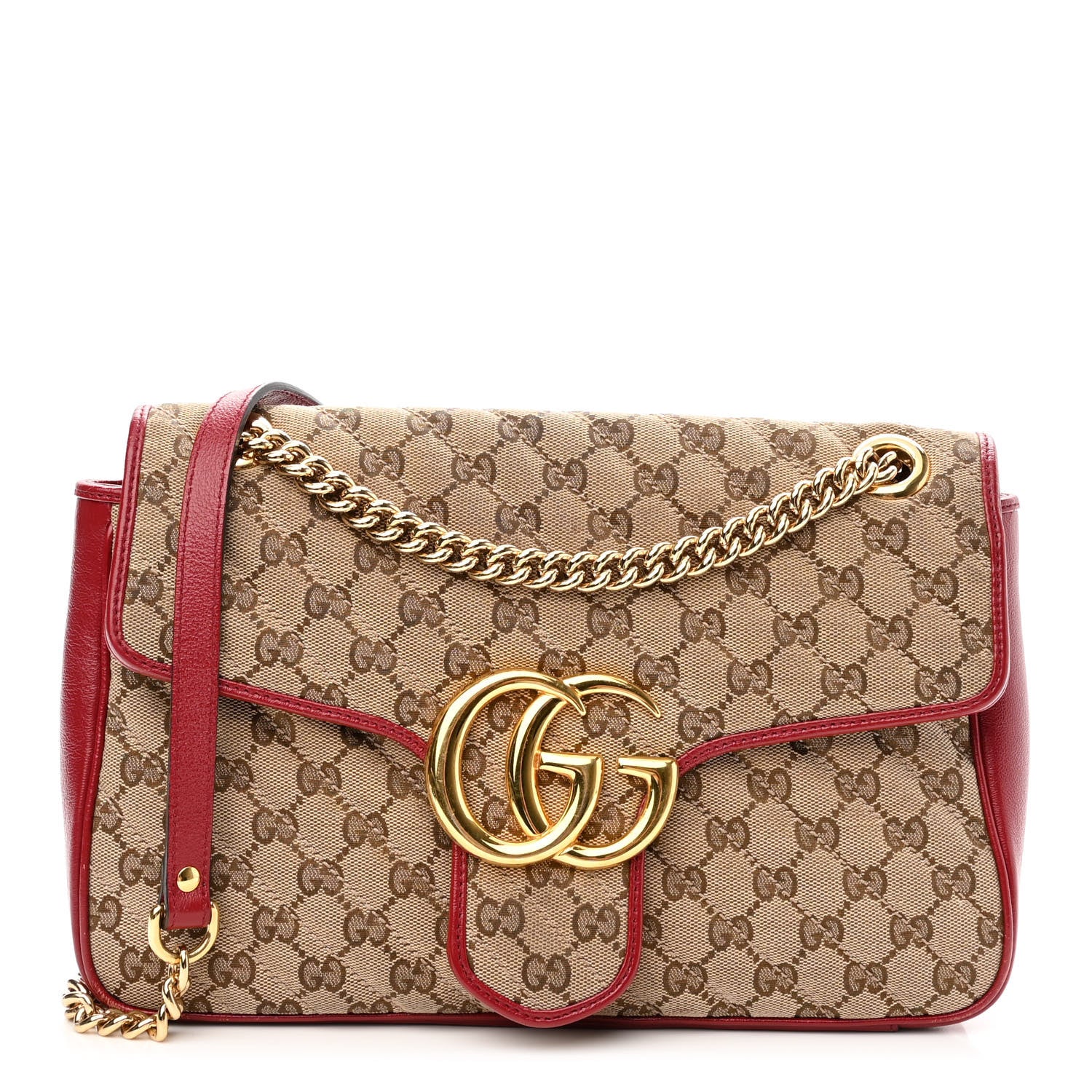 Gucci Monogram Azalea Calfskin Matelasse Diagonal Medium GG Marmont Shoulder Bag Beige Ebony New Cherry Red 1 of 11