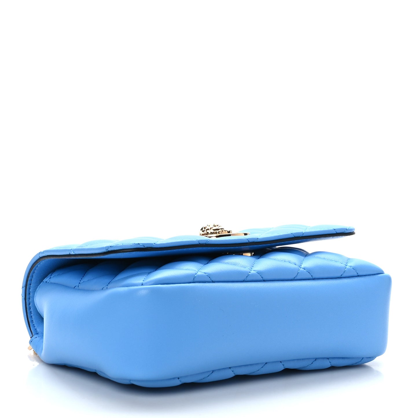 Nappa Quilted Small Medusa Chain Crossbody Blue